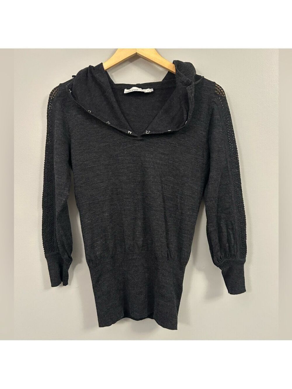 Karen Millen Charcoal Hooded Knit Sweater Size 3